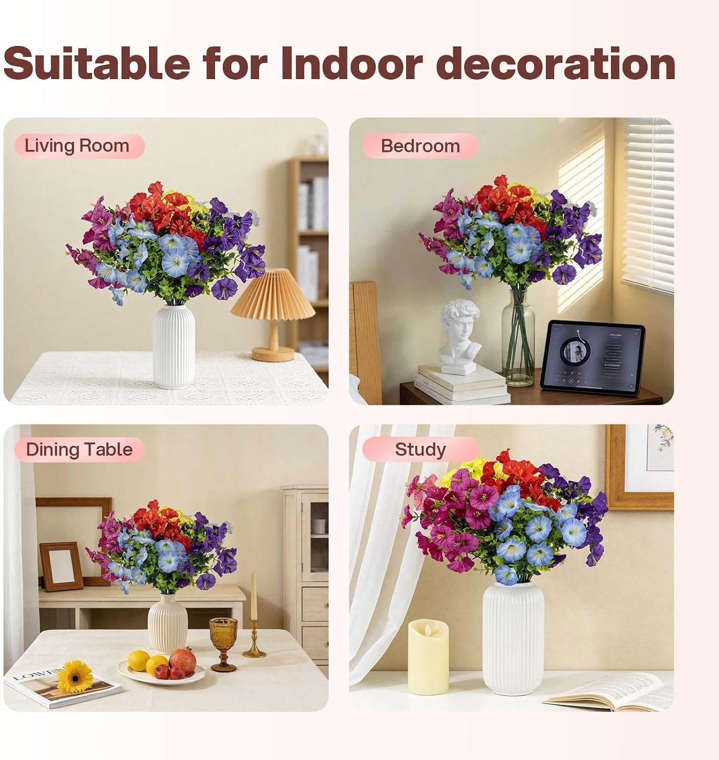 Elegant 14-Bundle Faux Petunias – UV Resistant Artificial Flowers for Outdoors