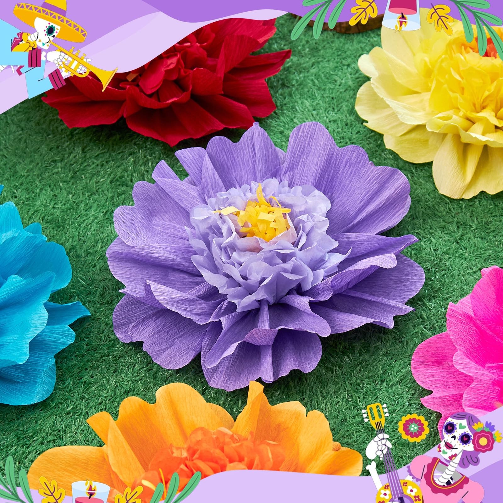 Large Paper Flowers Giant Fiesta Tissue Flower Decorations Wall 12 Inch