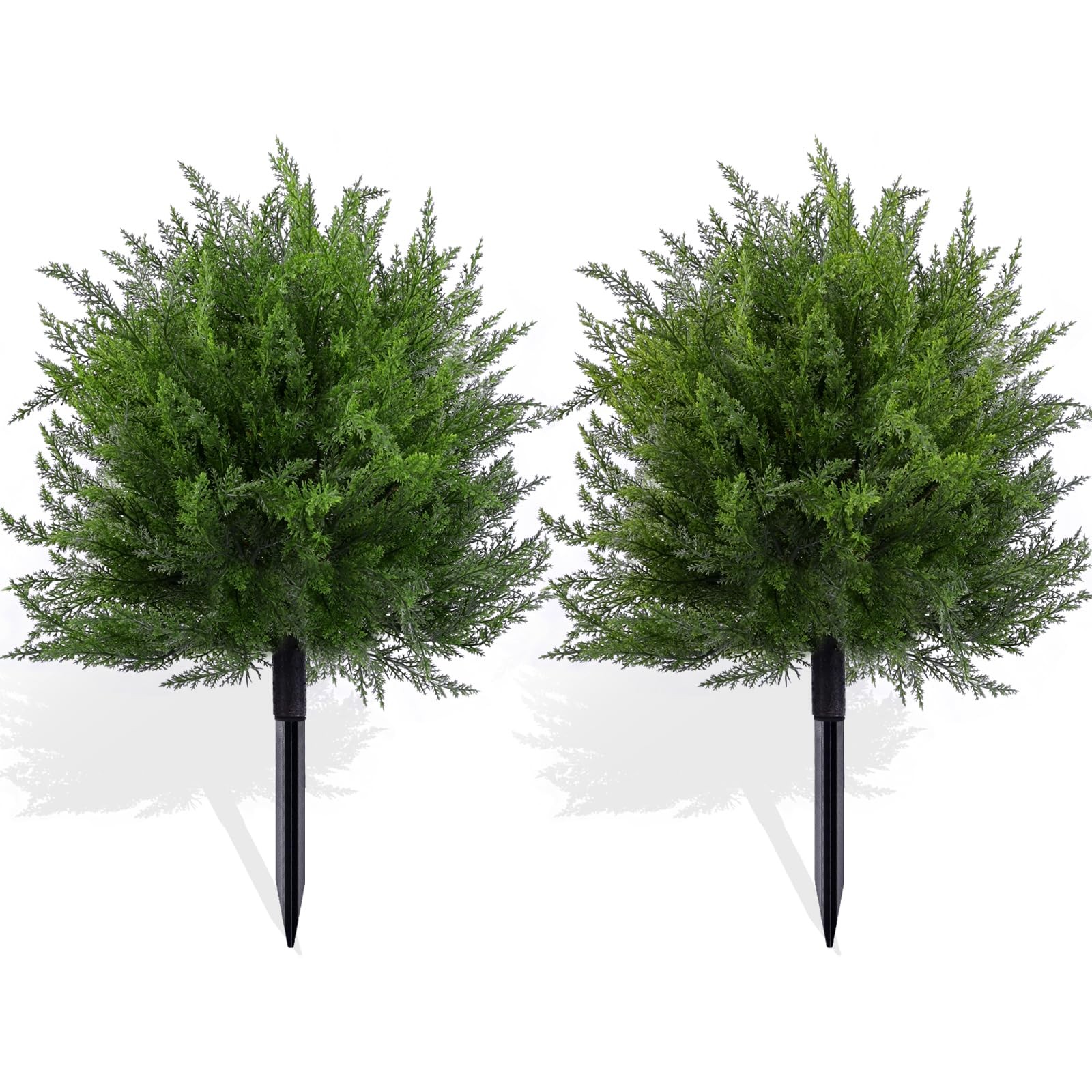 Artificial Topiary Bushes for Outdoors with Spike, Boxwood Fake Shrubs UV Res…