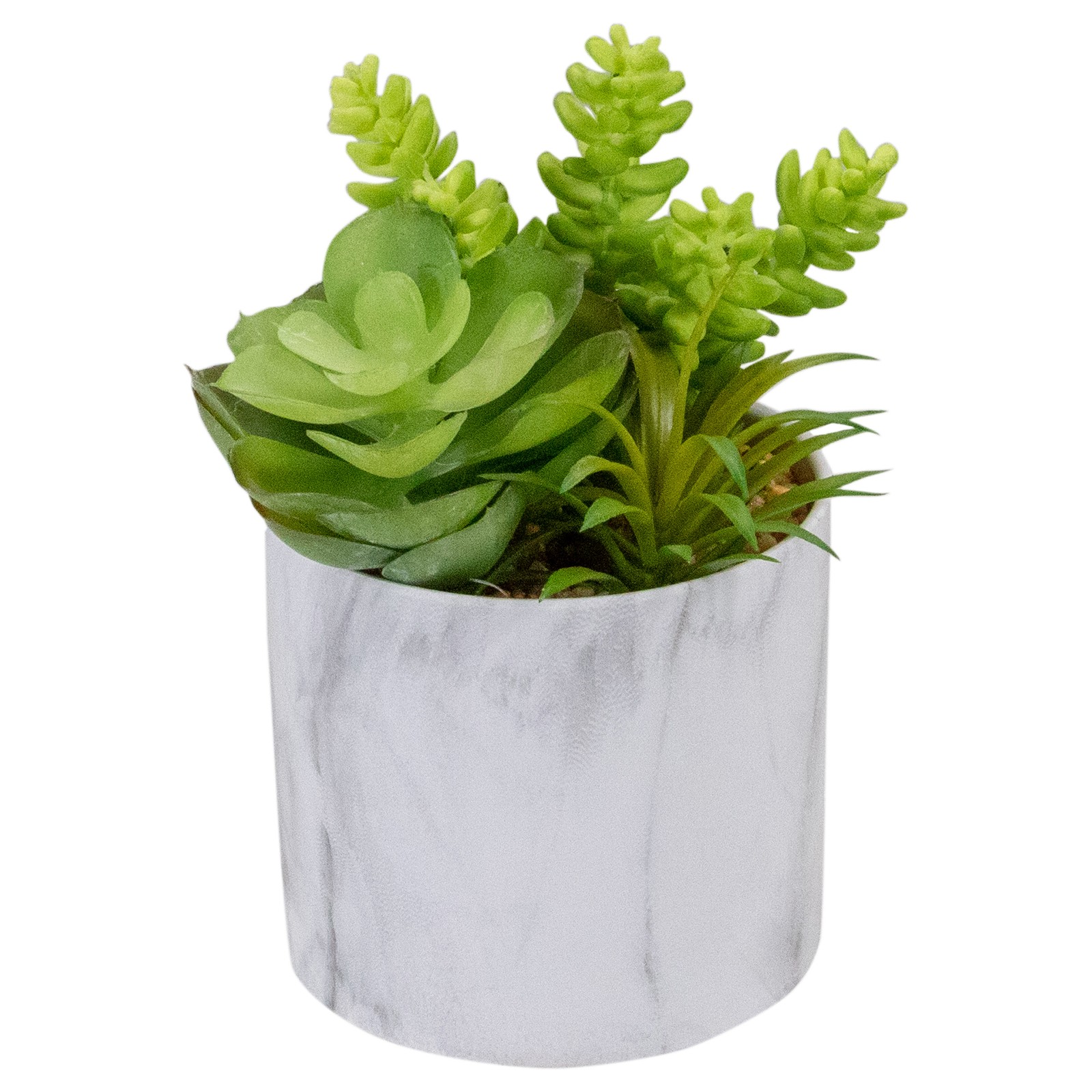 Northlight 6.5″ Green Artificial Succulent Arrangement in Faux Marble Pot