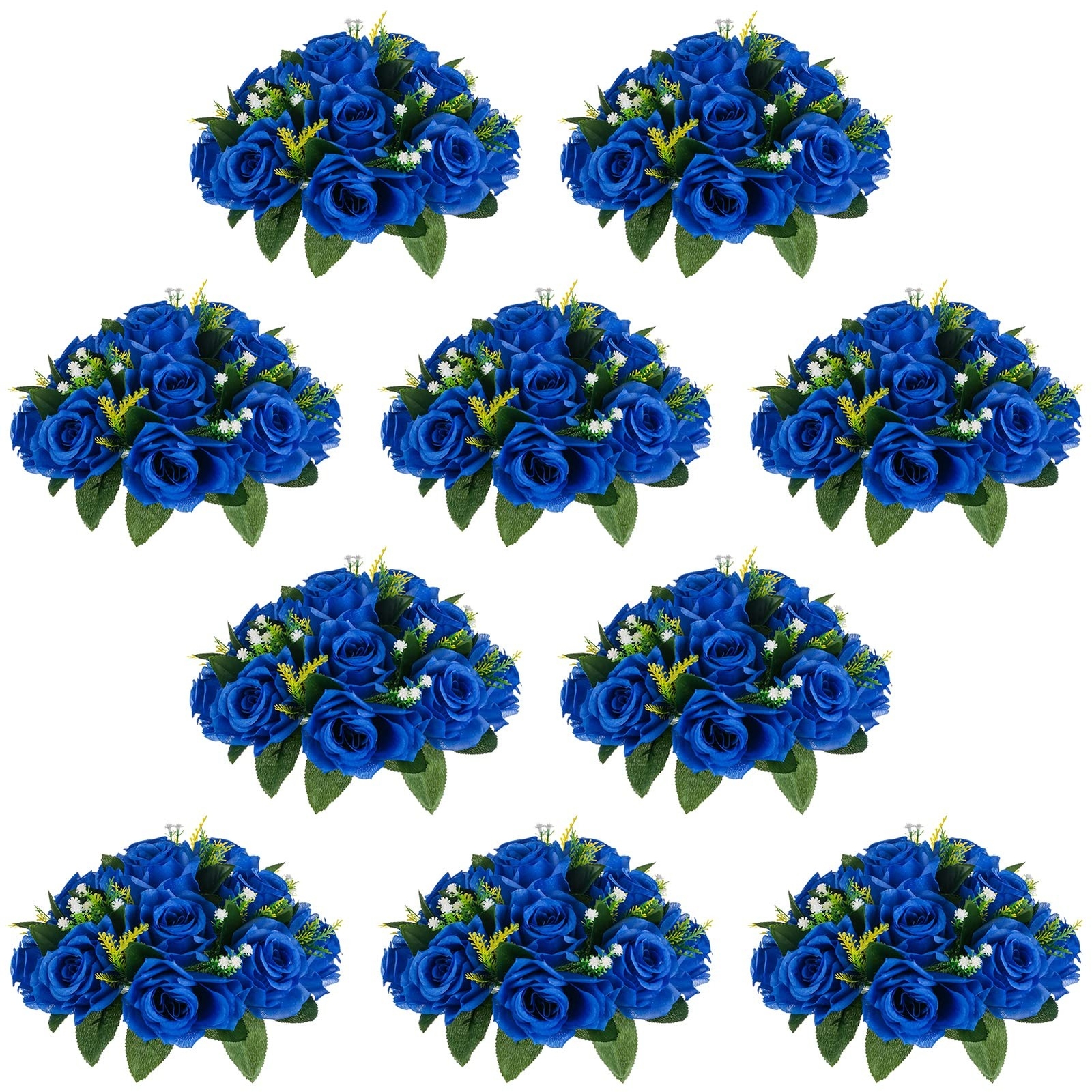 NUPTIO Flower Ball Arrangement Bouquet – 10 Pcs 9.5 inch Diameter Royal Blue …