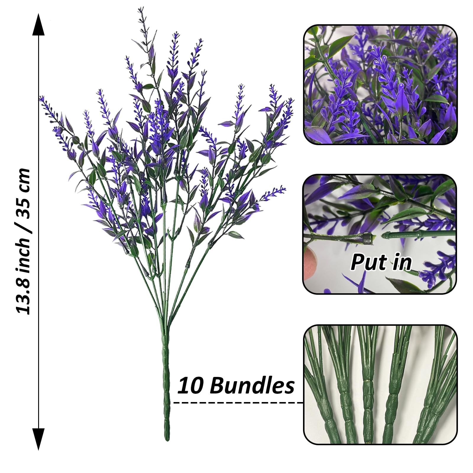 Artificial Lavender Flowers 10 Bundles Fake Outdoor Flowers UV Resistant No F…