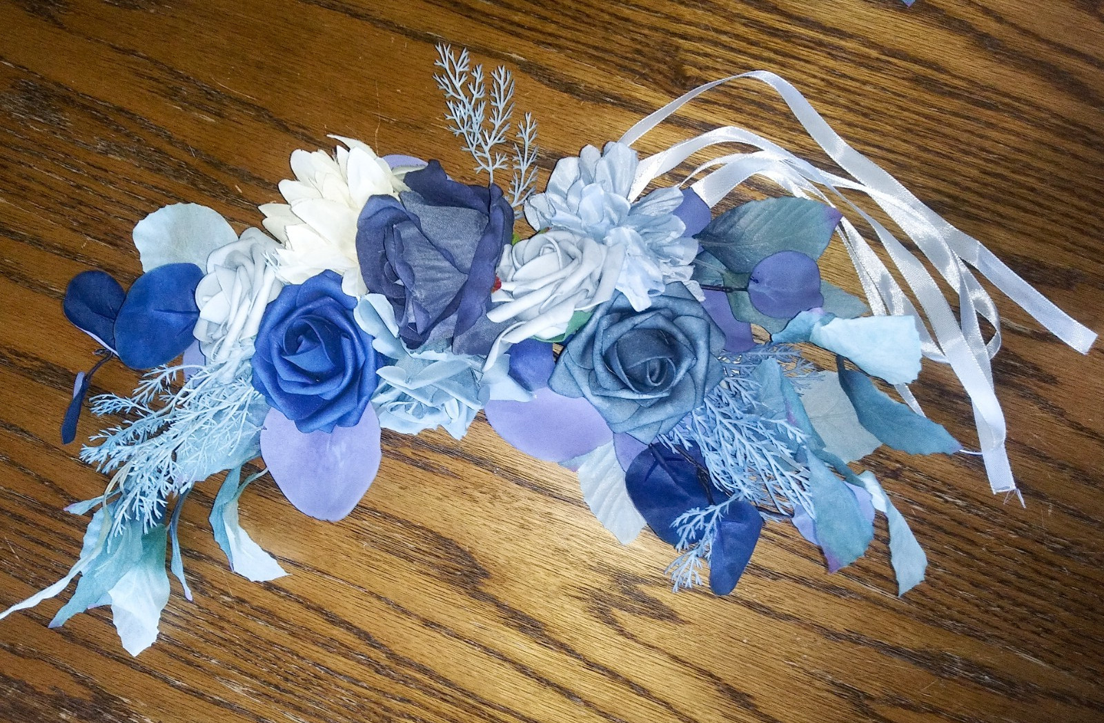 Two Artificial Floral Swags 22″ & 16″ Blue Multi Colors