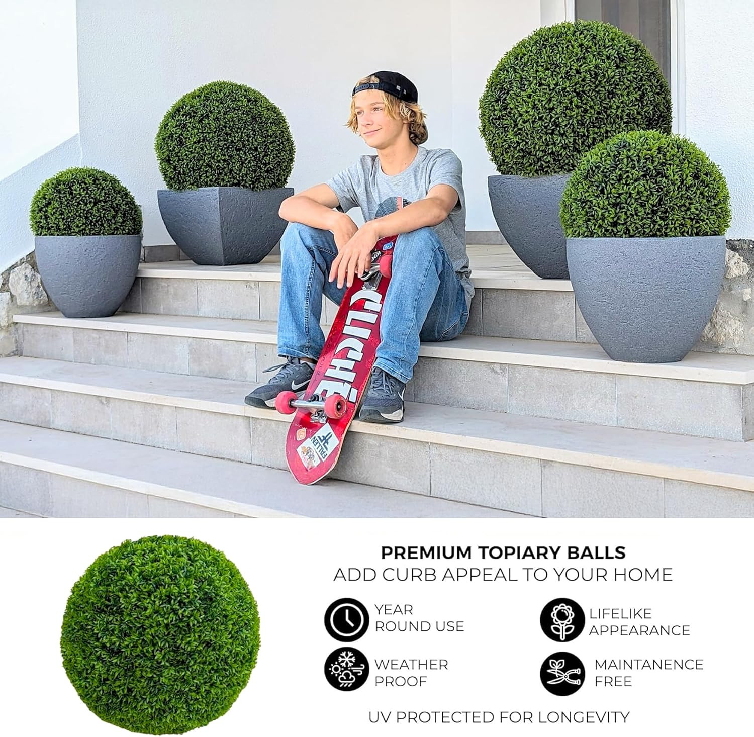 23″ XL Topiary Balls (Better than a Boxwood, 2 Topiary Balls (4 Halves))
