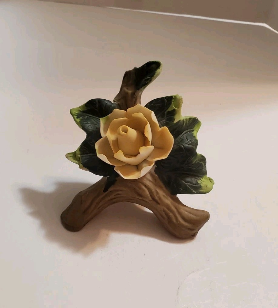 Lefton Yellow Roses On Branches W/ Leaves Rose Pair Flower Decor 13908 Vtg ’99