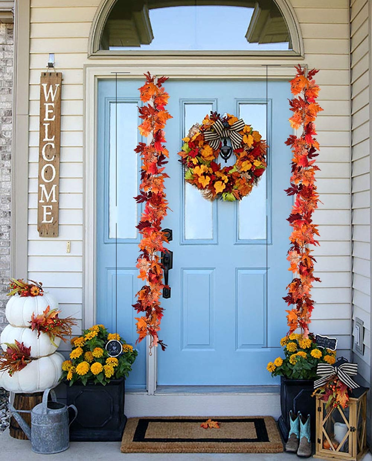 DearHouse 2 Pack Fall Garland Maple Leaf Hanging Vine Garland Artificial Autu…