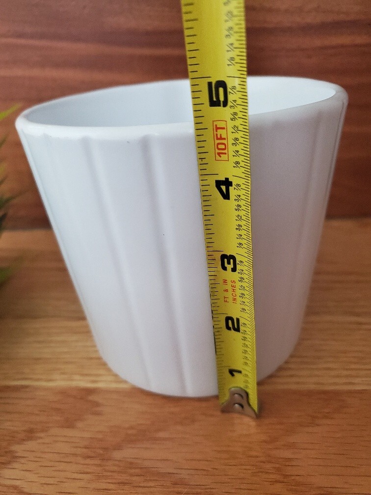 IKEA FEJKA Artificial Potted Plant + IKEA Cardemumma White Ceramic Pot 5″ x 4.5″