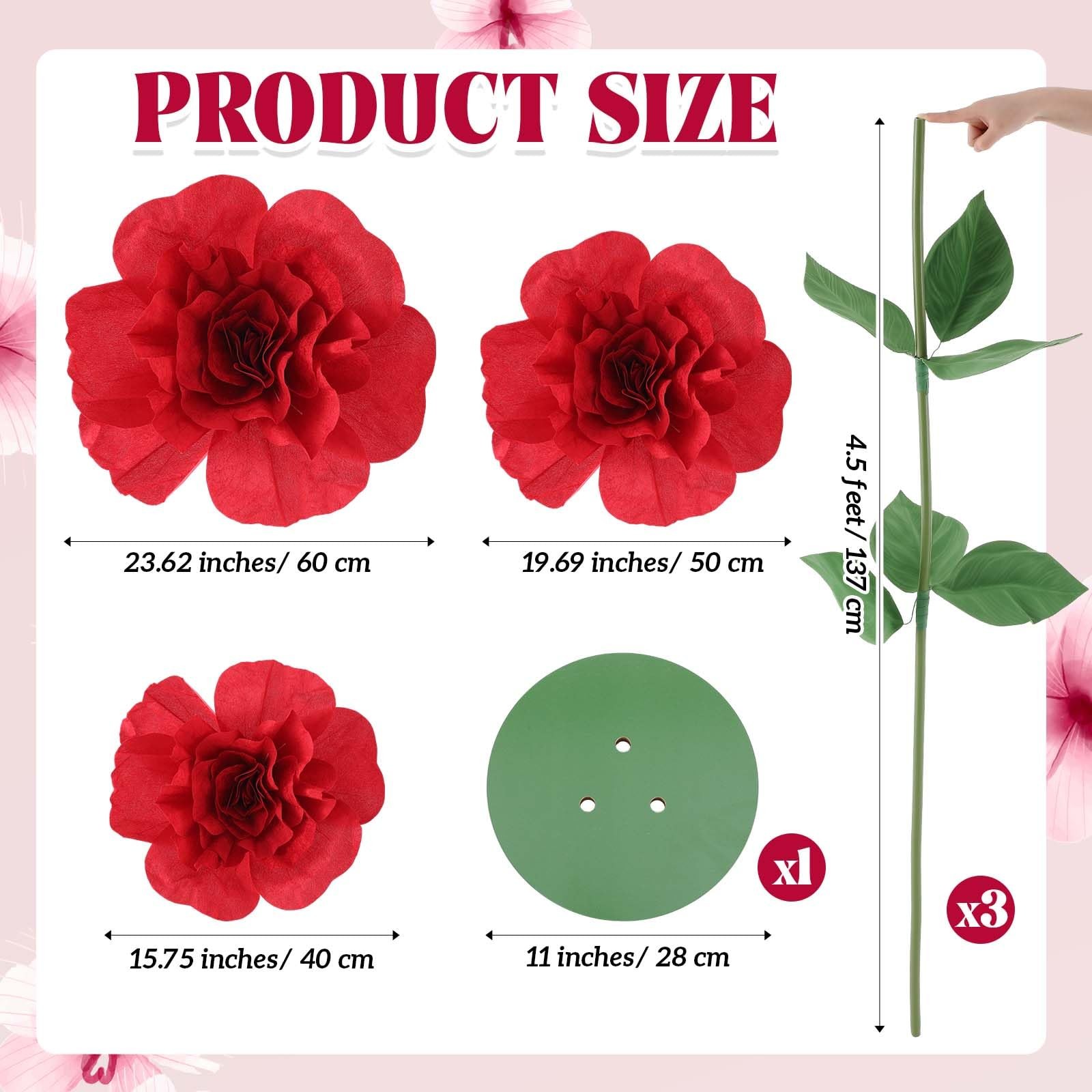 1 Set 4.5 ft Giant Artificial Flowers Giant Rose for Decorations Huge Flannel…