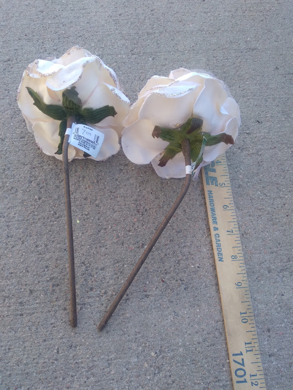 Kurt S Adler Decorative Artificial Flowers Pink Rose x 2 Glitter Rim
