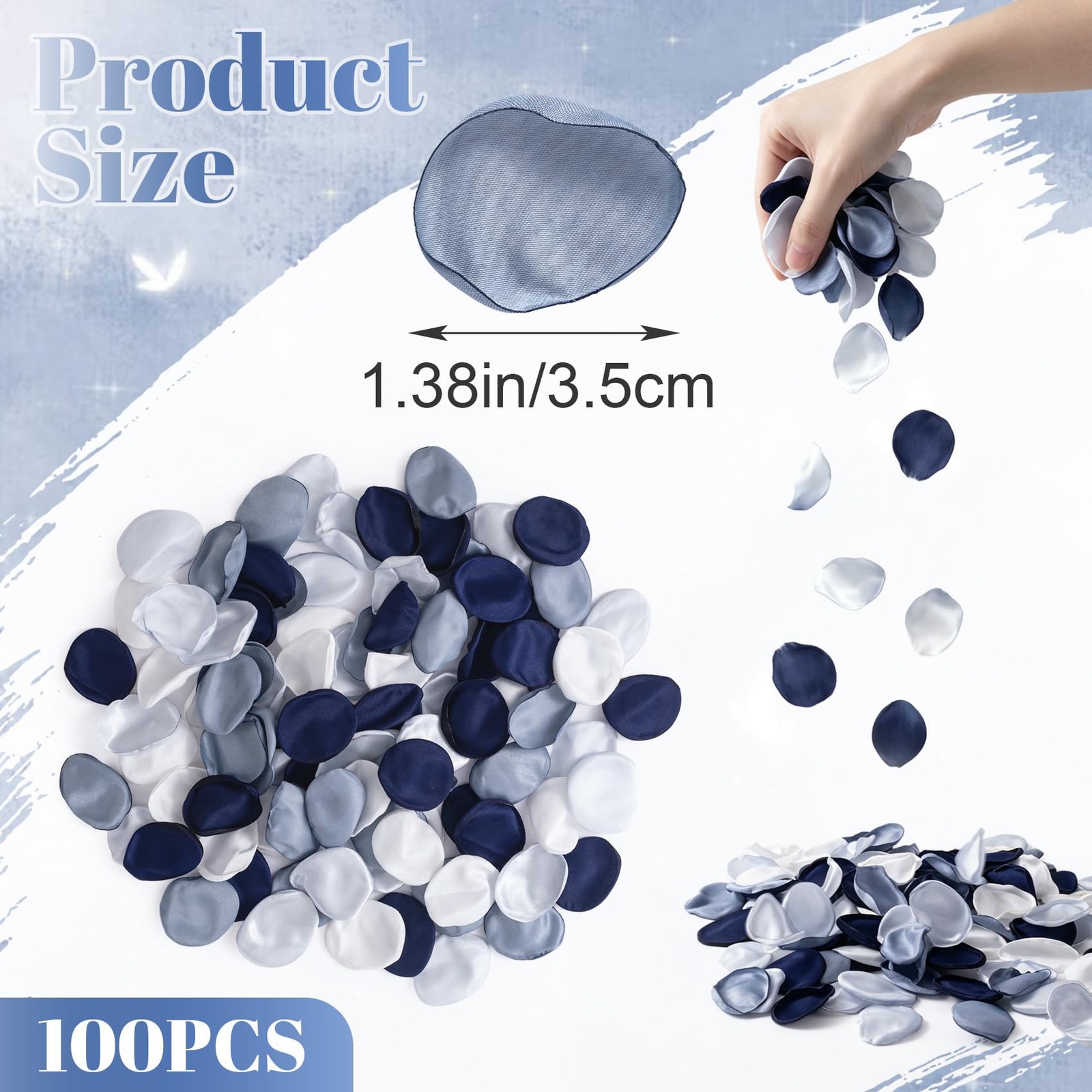100 PCS BlueToned Artificial Silk Rose Petals For Wedding Table Scatter Decor