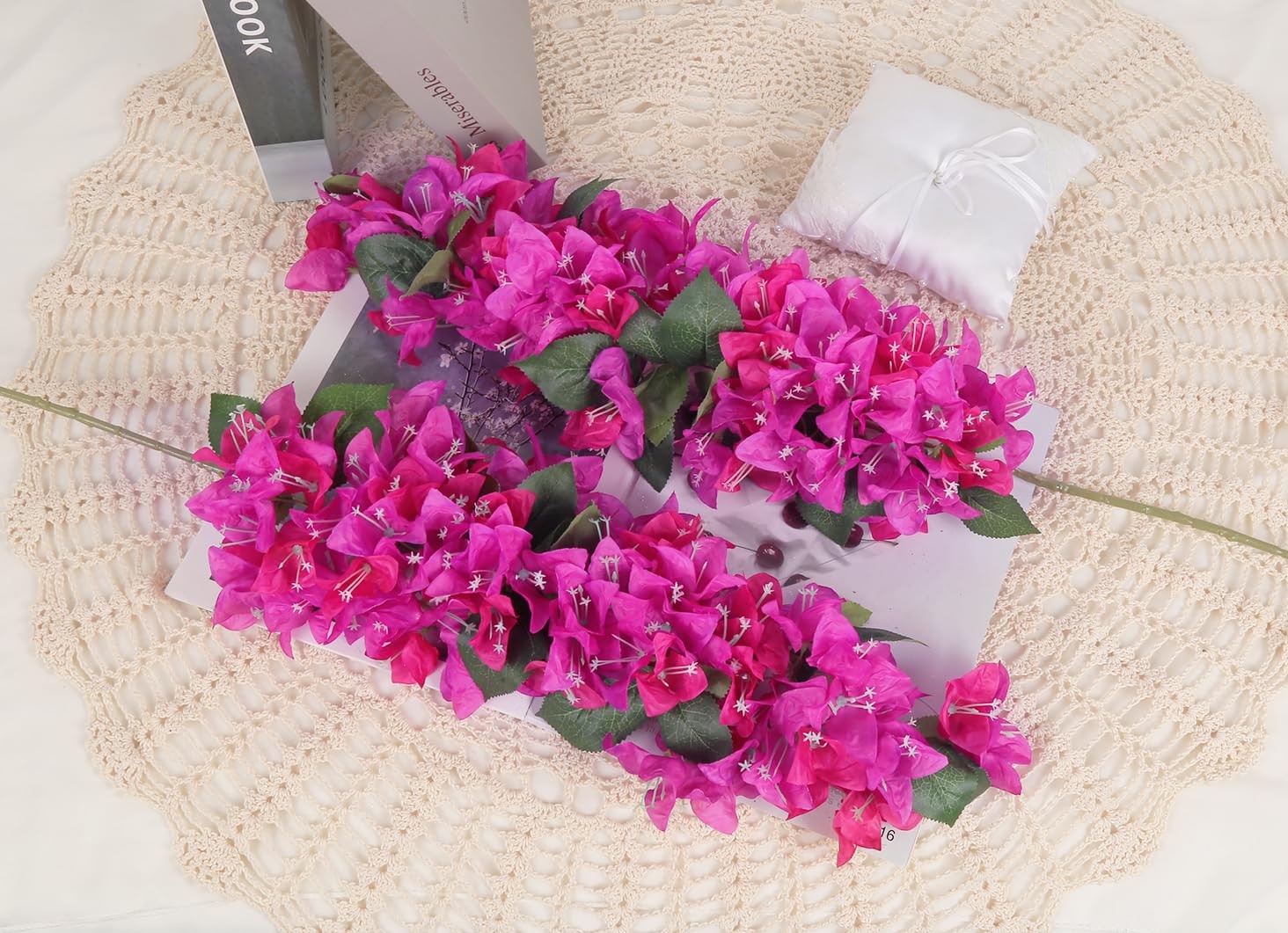 4PCS Bougainvillea Artificial Flowers 42″ Long Stem Faux Silk Bougainvillea F…