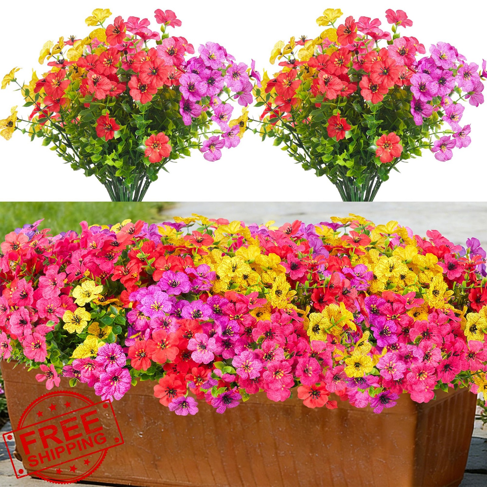 InnoGear Artificial Flowers Mixed 4 Colors Silk Outdoor UV Resistant Garden