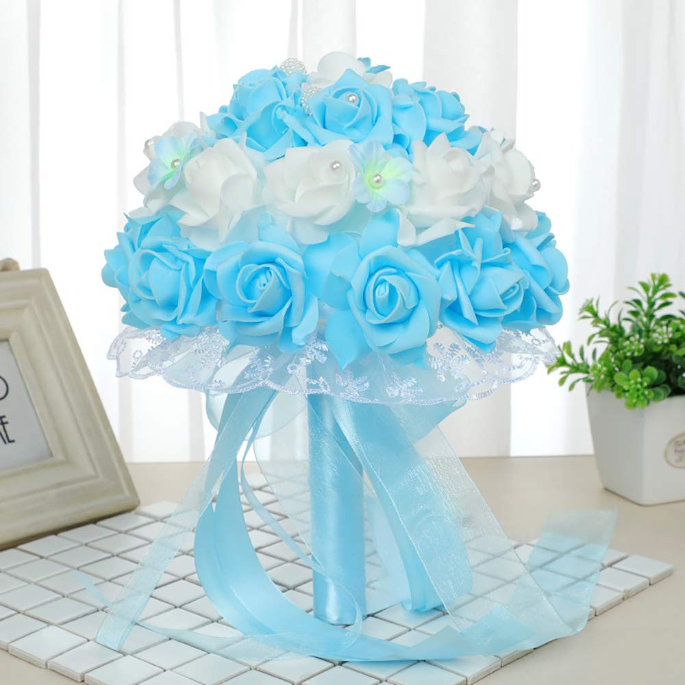 Artificial Rose Flowers 100 pcs Foam Rose Bulk Blue Fake Flower Heads for DIY…