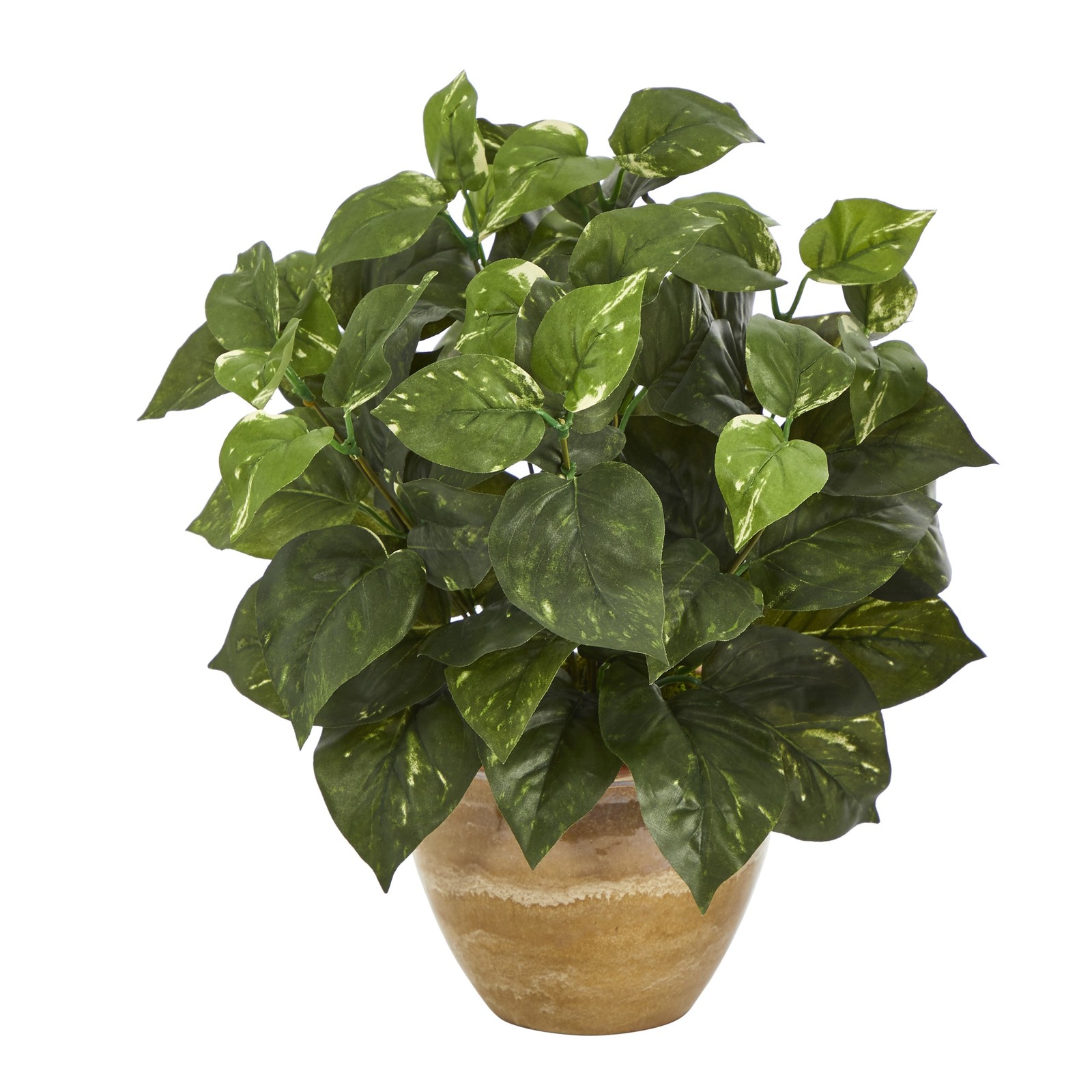 14 Inch Pothos Artificial Plant in Ceramic Planter Realistic Greenery Home Decor
