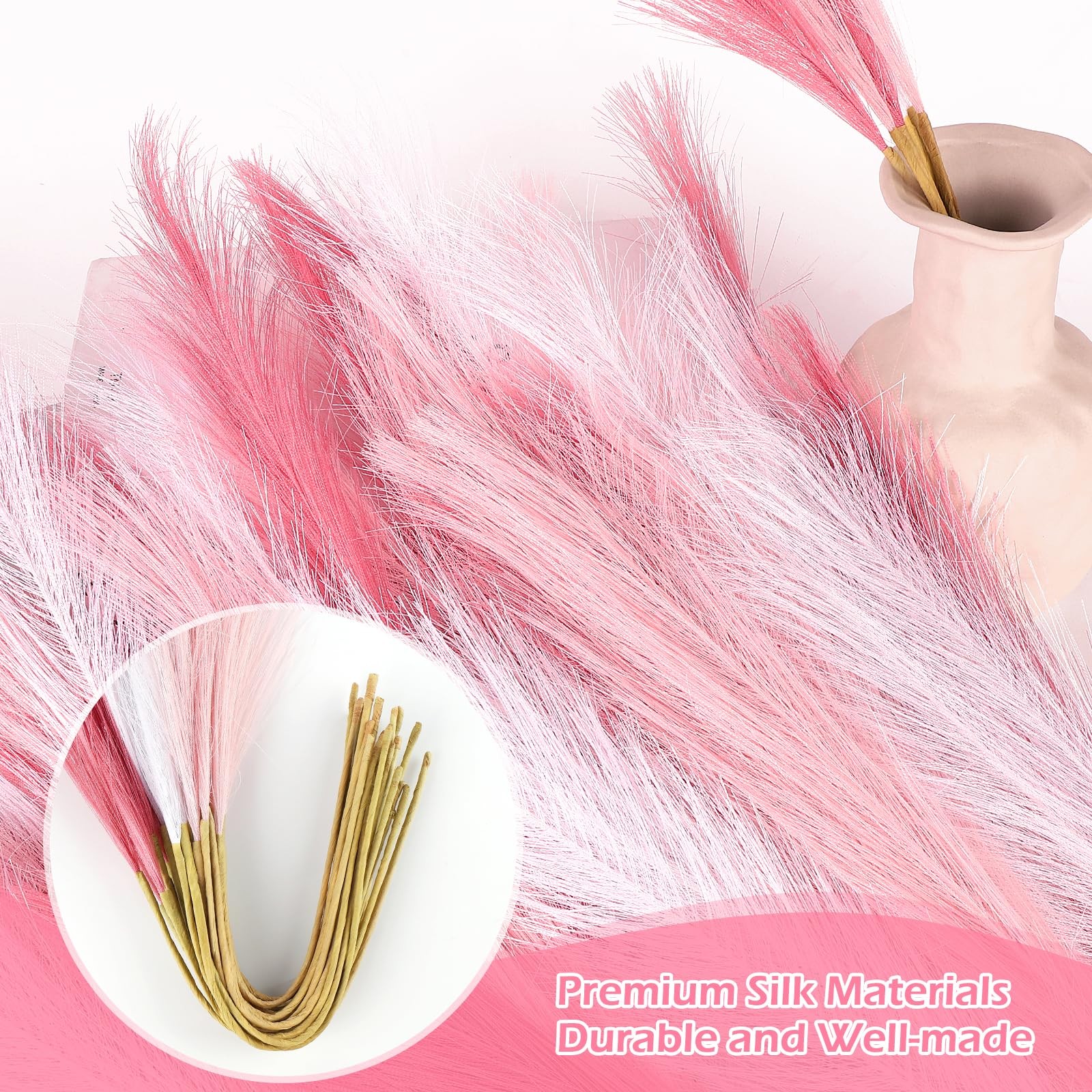 Pink Pampas Grass Decor Faux Pampas Grass Bulk Small Vase Filler Pompas 30PCS