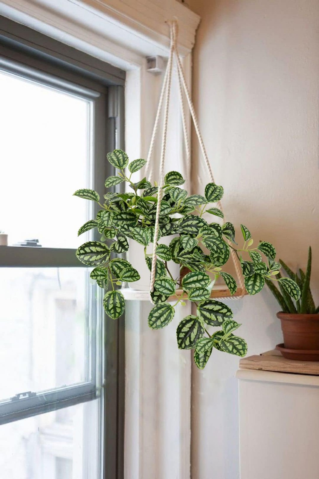 Fake Plant, Silk Faux Pothos Ivy Pink Plant Indoor Green