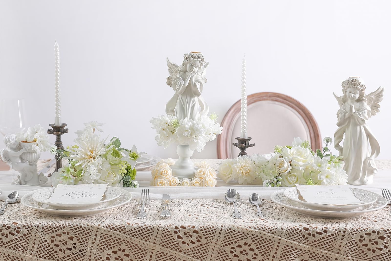 White Artificial Flower Box Set Silk Fake Flowers For DIY Wedding Decor
