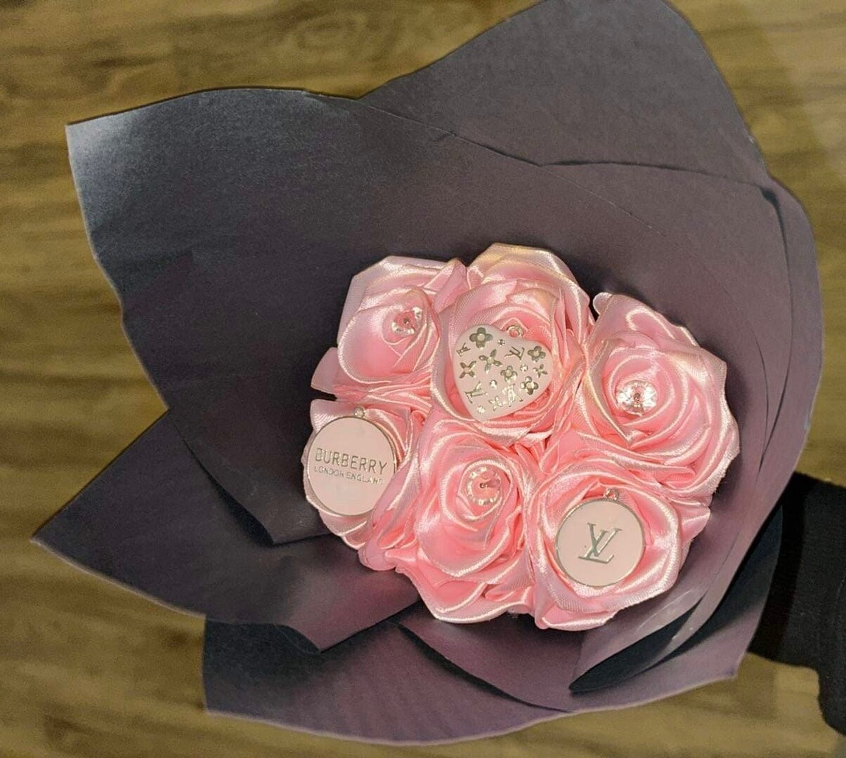 Ribbon rose bouquet, bouquet, flowers, roses, multiple sizes, multiple colors