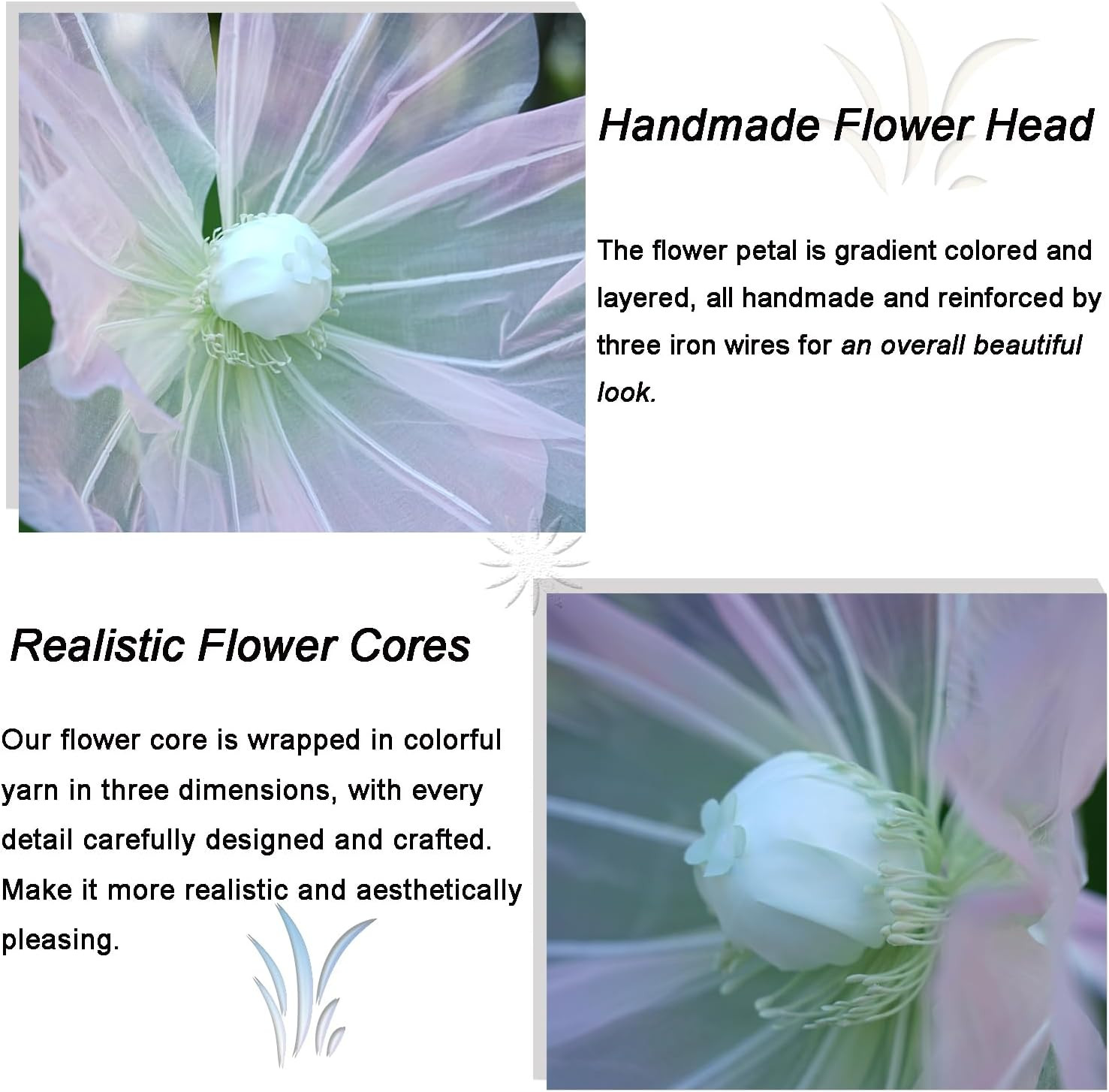 Giant Silk Flowers for Wedding Reception Decor – Green & Pink 5.6 Ft