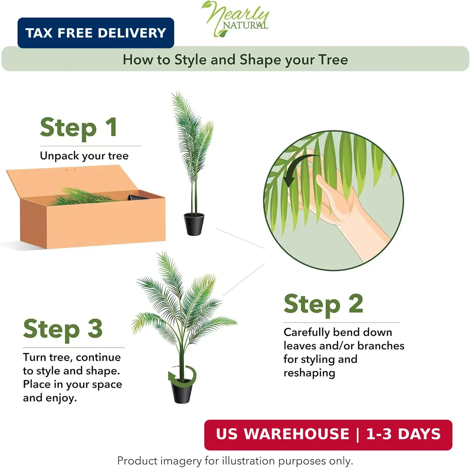 4ft Golden Cane Palm, Double Stalk Artificial Tree With Lush Realistic Foliage M