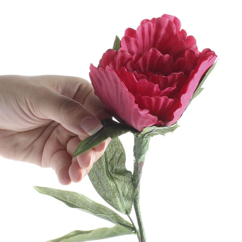 Set of 4 Poppin Pink Polyester Artificial Peony 28″ Floral Stems