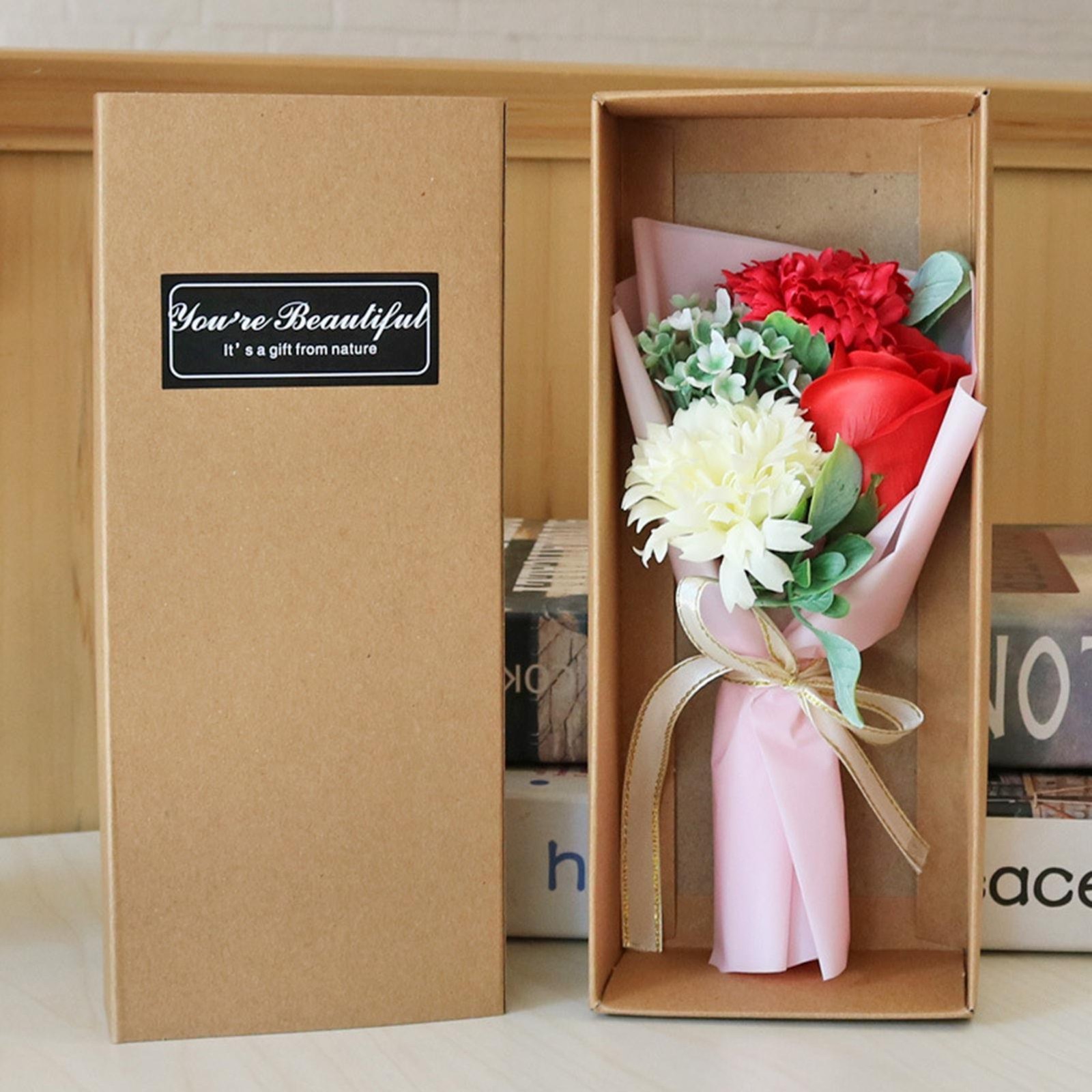 Scented Soap Flower Bouquet with Gift Box for Valentine’s Day Wedding Decor