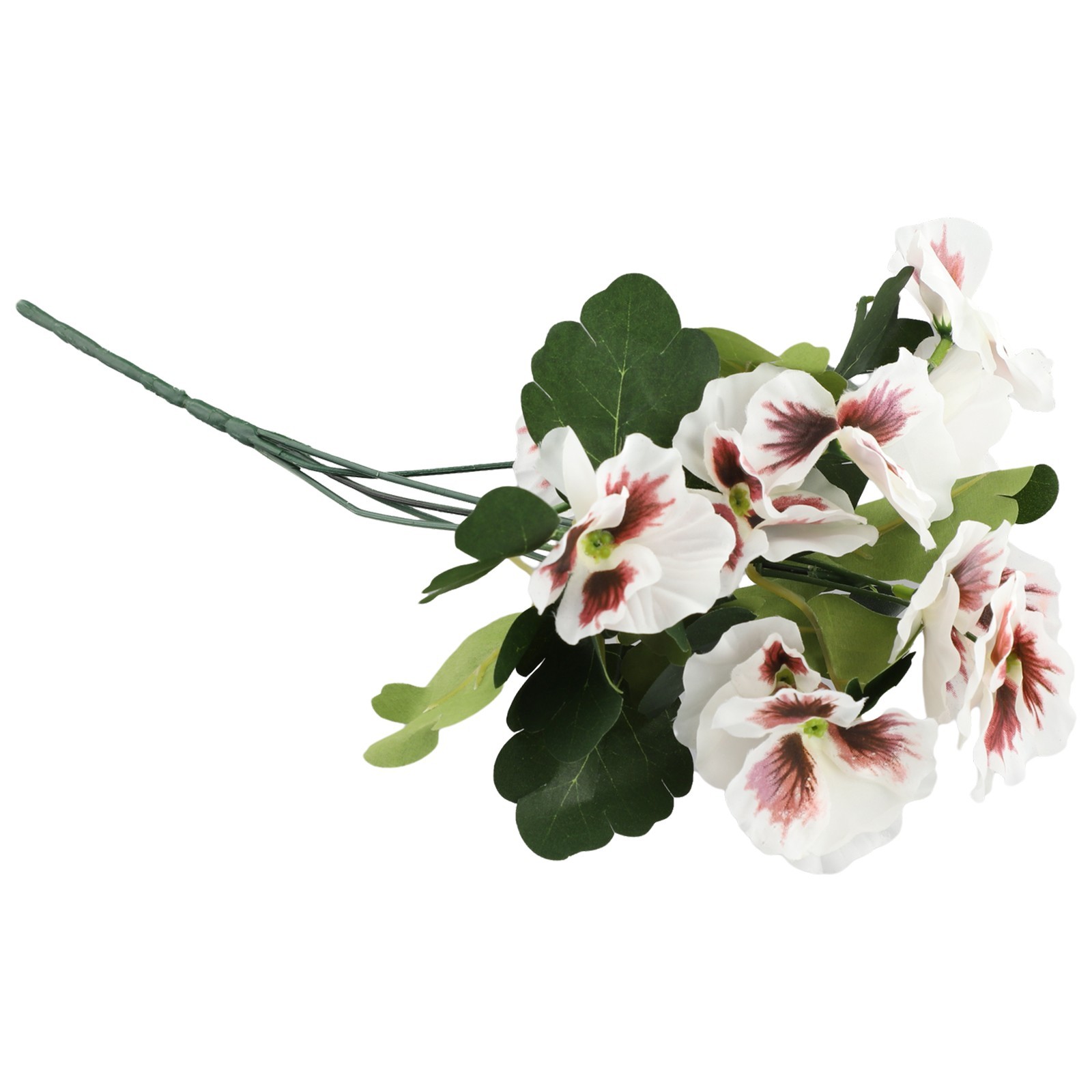 Colorful Pansy Fake Flower Bouquet 26cm DIY Craft Pvc Red/Orange/Purple