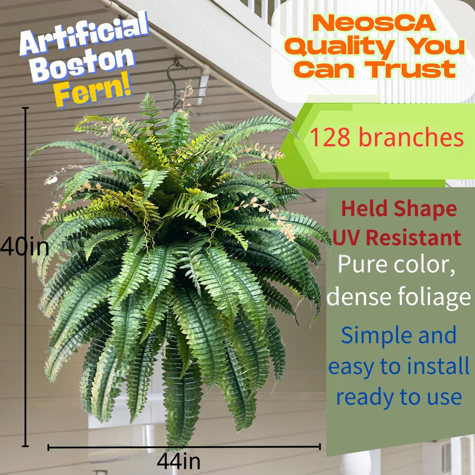 NeosCA Giant Artificial Boston Ferns for Outdoors Large,Uv Resistant Lifelike…