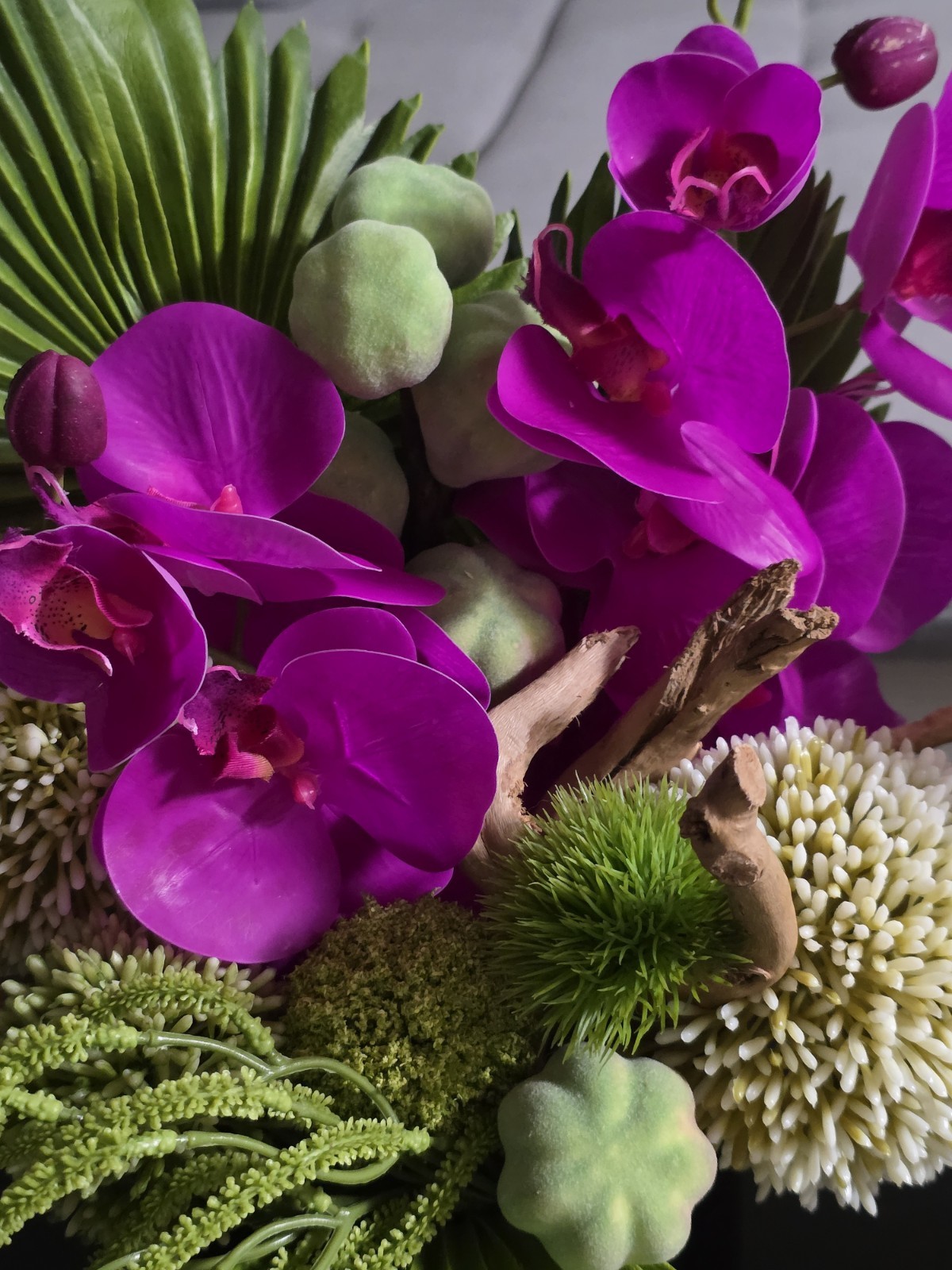Set of Two Ikebana Arrangements Artificial Orchid Floral Decor