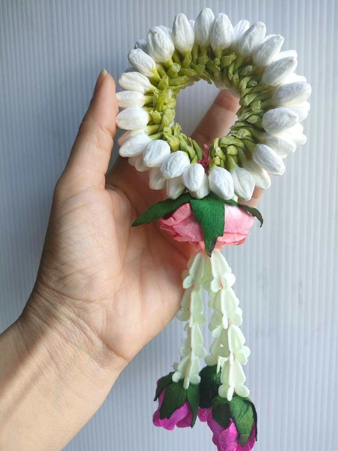Garland Artificial Jasmine flowers Tissue Paper Fragrant Glue White Round Ubamal