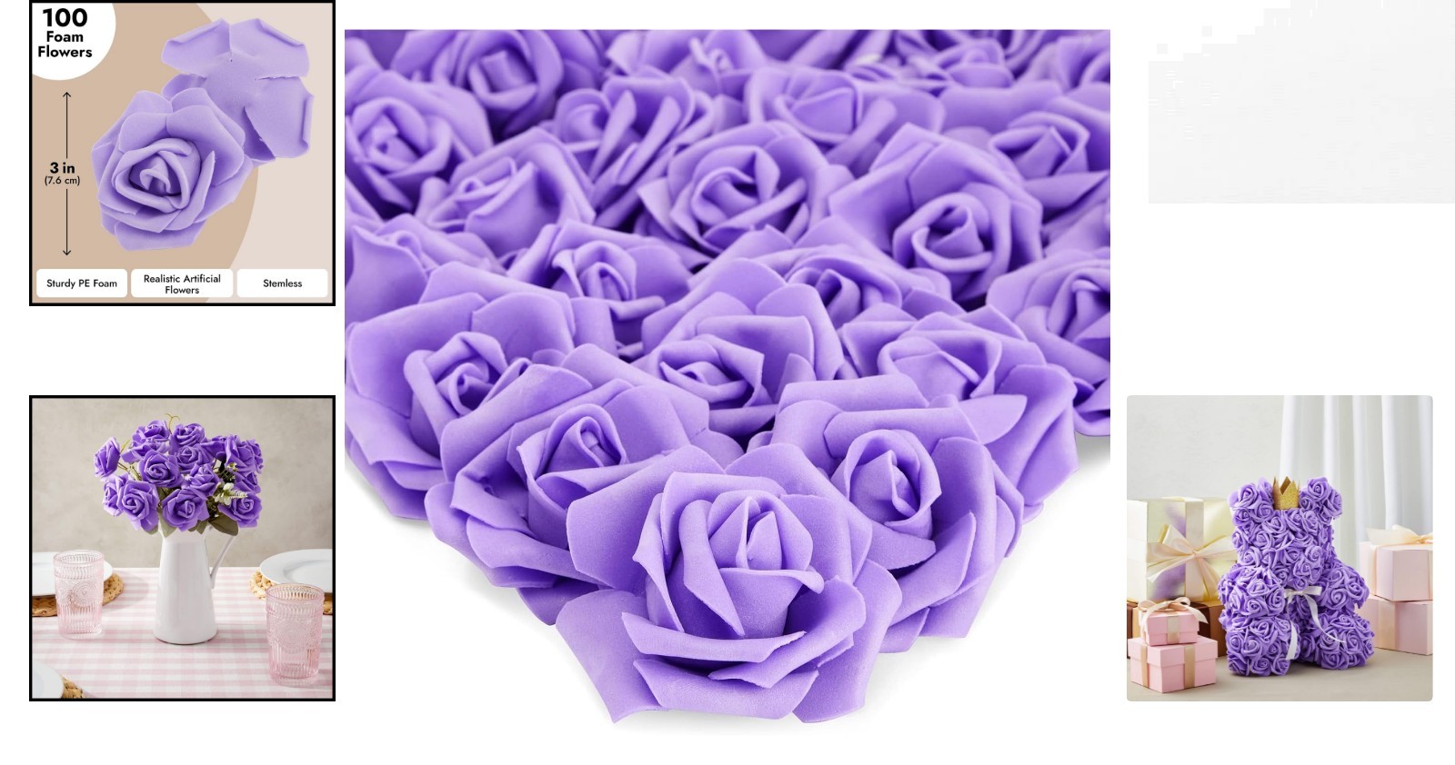 Maintenance-Free 100 Count Stemless Purple Roses – Versatile Decoration Solution