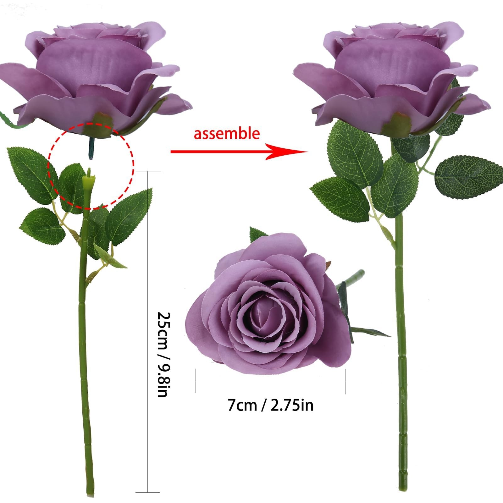 Purple Artificial Flowers 25 Cm Long 12 Pack Silk Roses for Wedding Decor – DIY