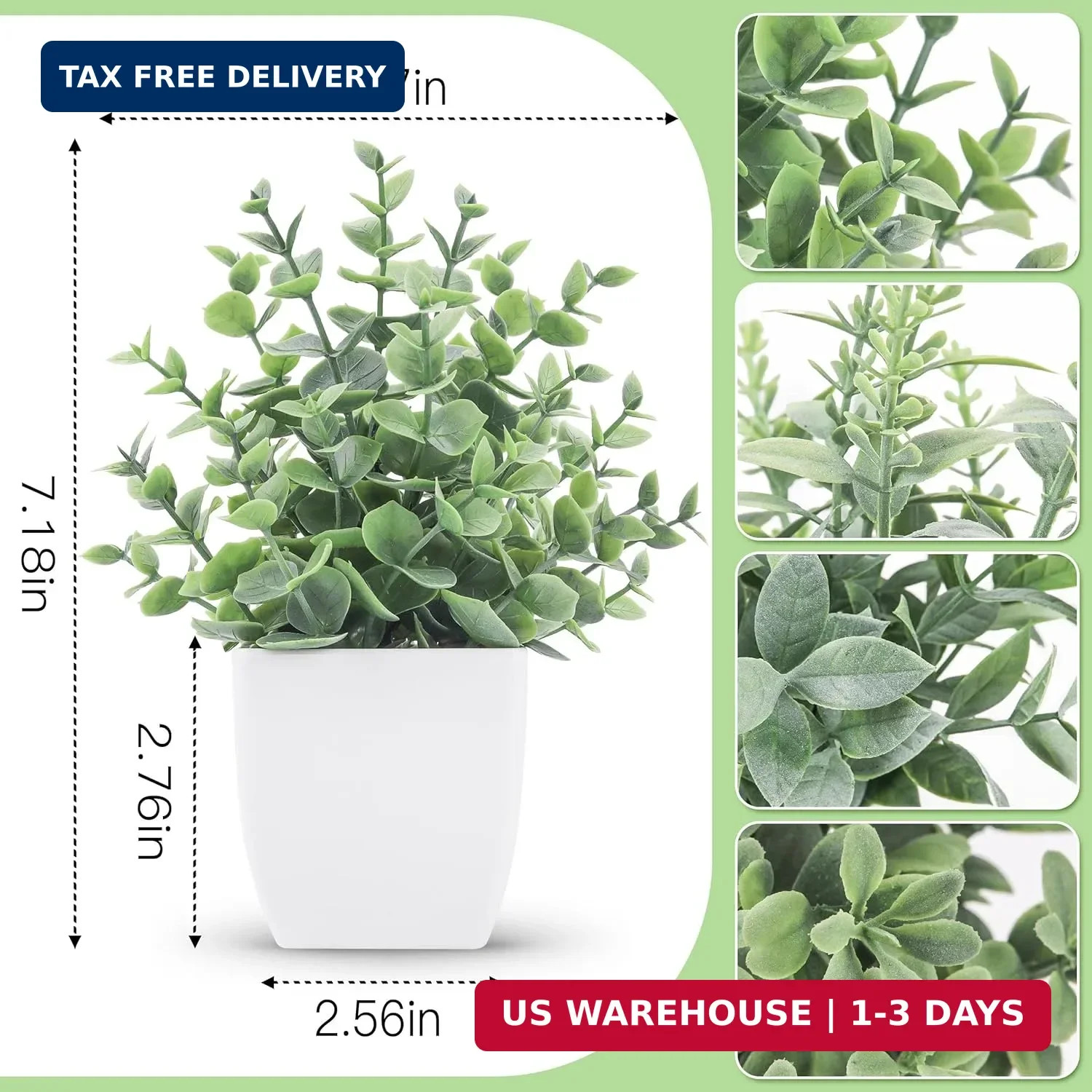 Der Rose 4 Pack Mini Fake Plants, Artificial Plants for Bathroom Home Decor | Fr