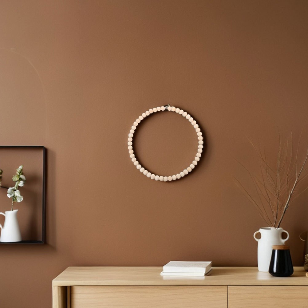 Beaded Wreath Craft Natural Wood Bead Circle Rustic Wood 20.00 cm