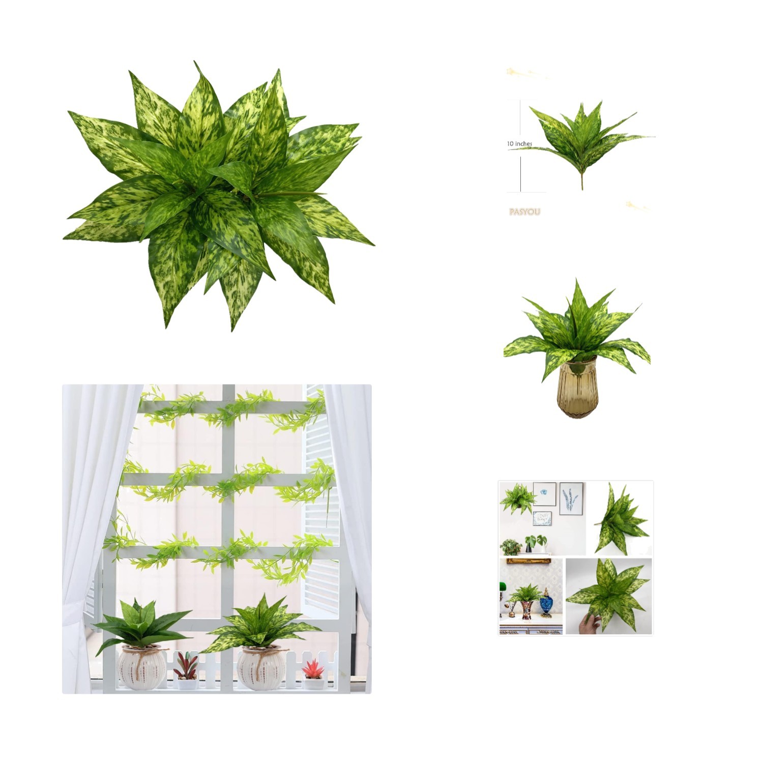 Realistic Yellow Faux Agave Shrubs for Weddings and Home Decoration – 2 Pack