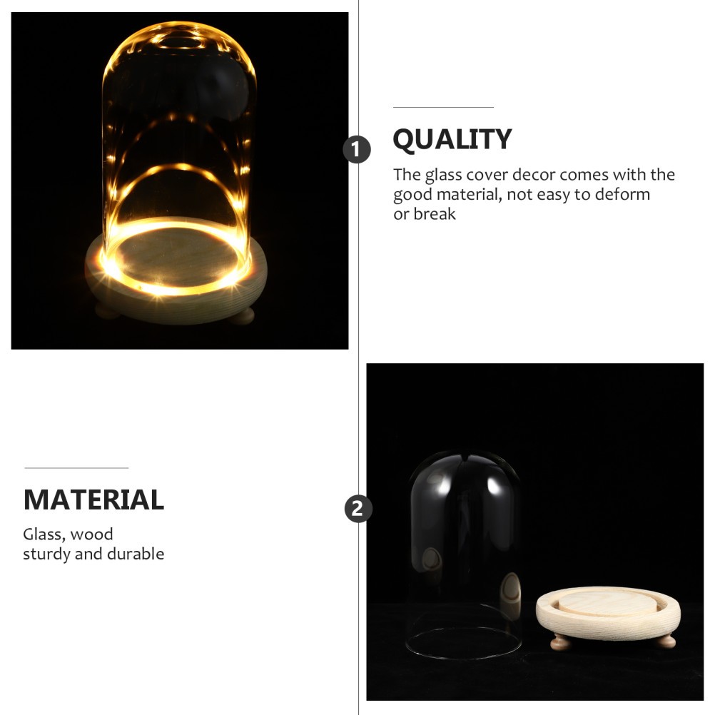 1Set Compact Transparent Glass Flower Cover for Desktop Decorative Display