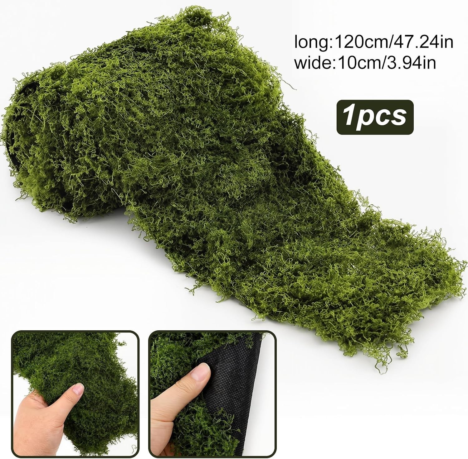 Fake Moss Mat, 3.94×47.24 Inch Artificial Moss Table Runner, Green Faux Moss …