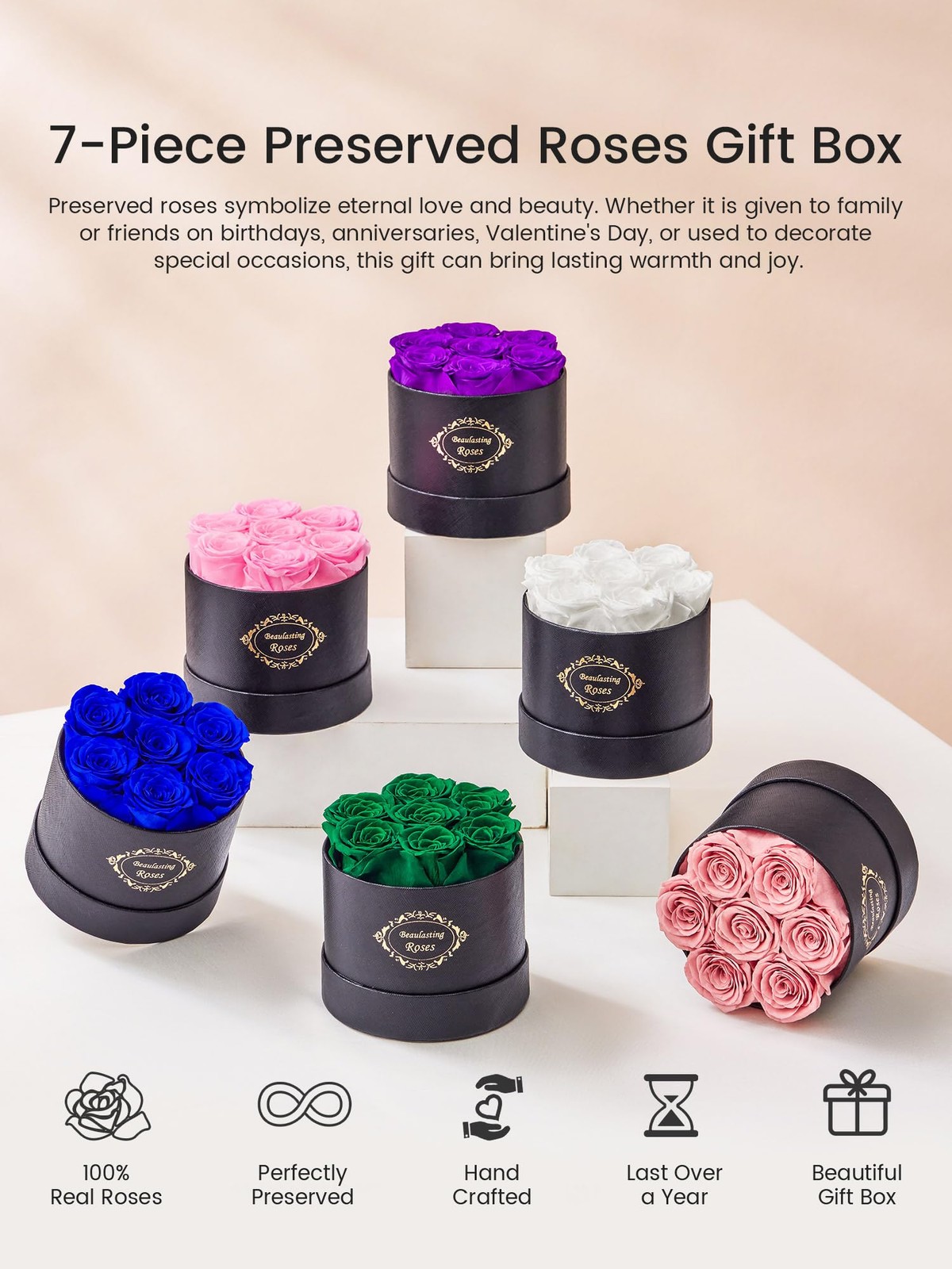 Roses in a Box, Preserved Flowers, Forever Flowers for Delivery Prime