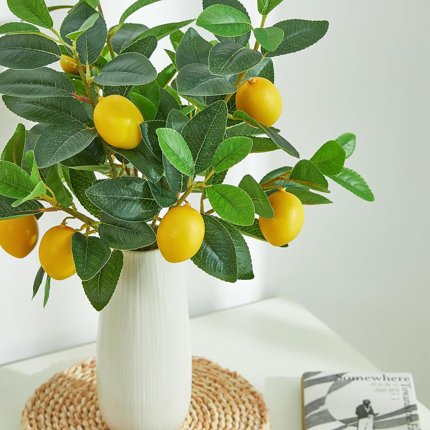 3 Pcs Artificial Lemons Tree Branches – Faux Greenery Stems Realistic Lemon Bran