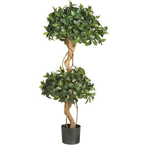 5233 Sweet Bay Double Ball Topiary Silk Tree, 4-Feet, Green,49.5″ x 9″ x 9″