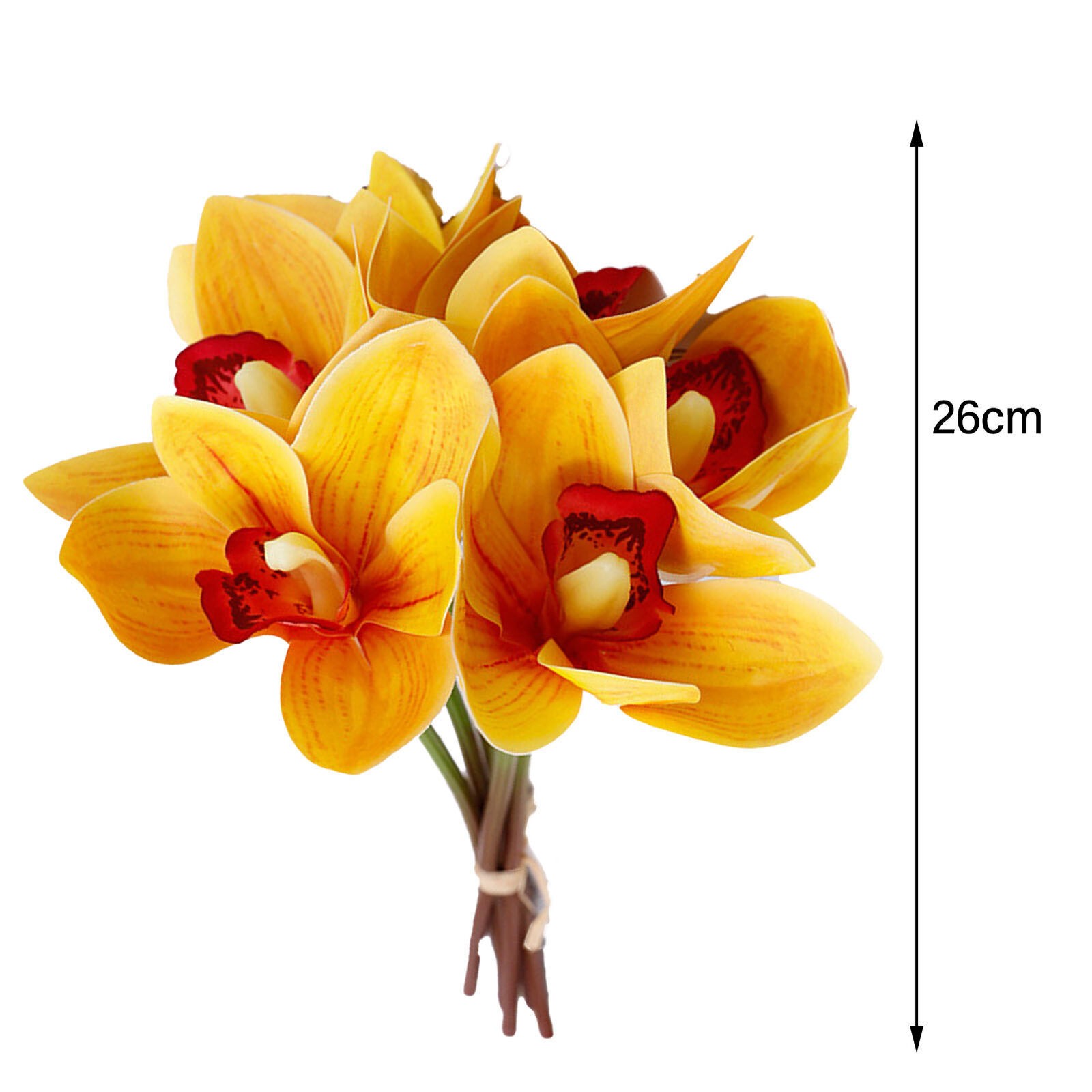 6 Stem Faux Orchid Decor 3D Printed Silk Flowers Iron Wire Stem Orchid Floral