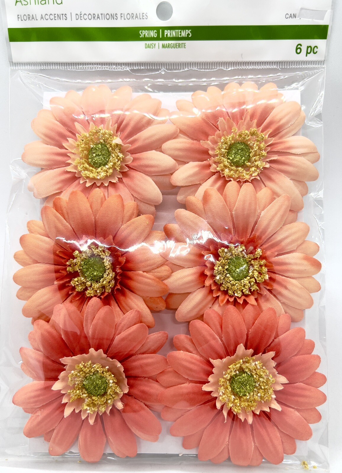 12 Spring Daisy Floral Wired Accent Decorations ORANGE Ashland 2 Pks of 6 Peachy