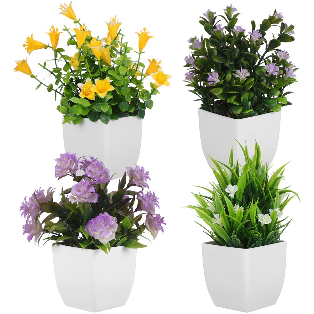 4 Pcs Realistic Fake Potted Plants Indoor Decoration Faux Plants