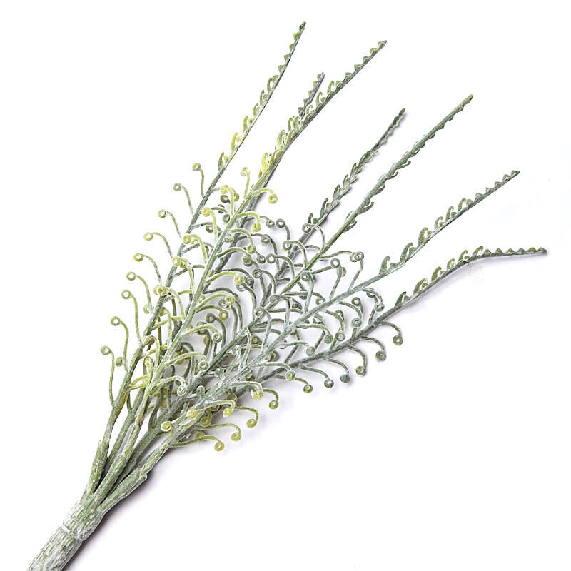 Set of 6 Flocked Artificial Mixed Green Spiral Fern 15″ Floral Stems