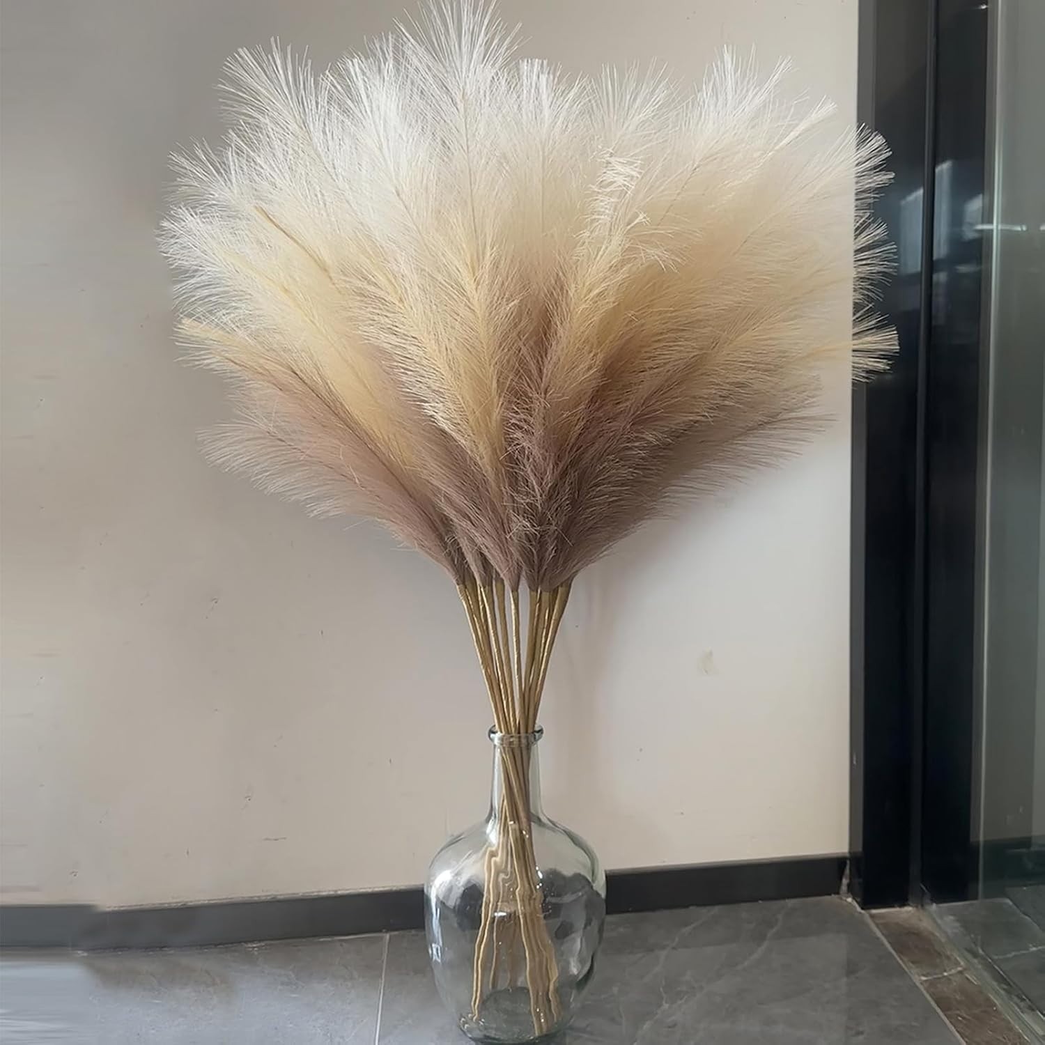 38″ 10 Stems Faux Pampas Grass Decor – Tall Pampas Grass for Floor Vase, Boho…