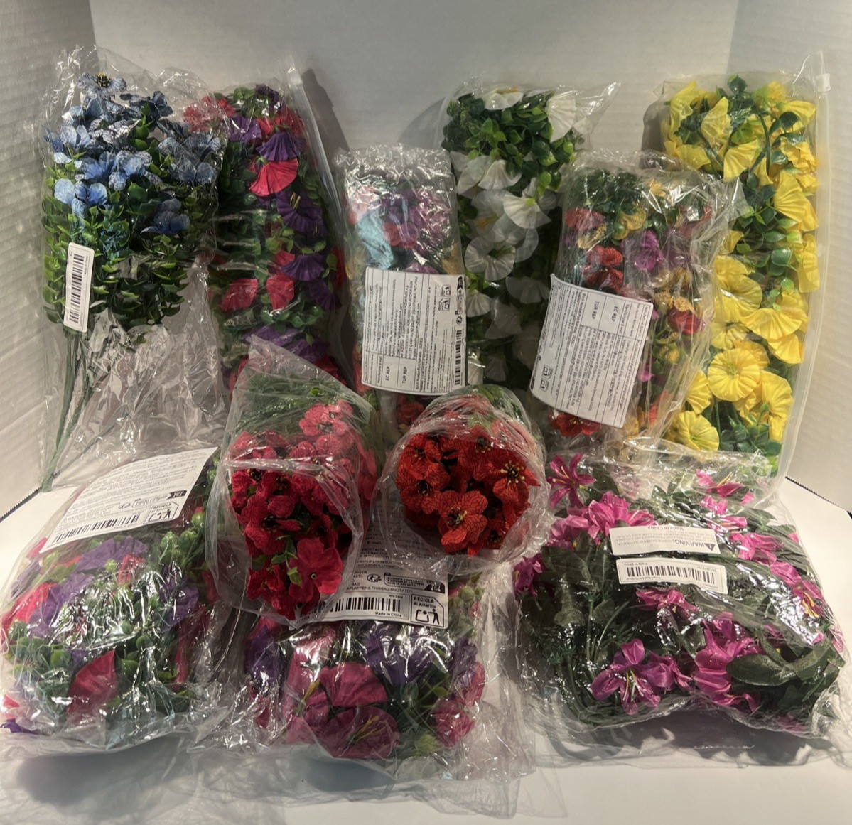 15 pc New Assorted Artificial Flowers Indoors Outdoors Spring Decoration Basket