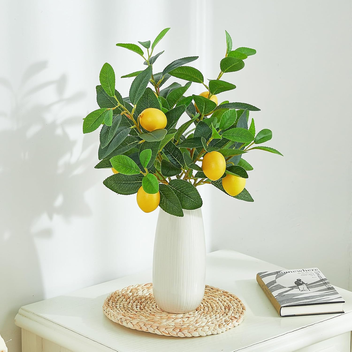 3 Pcs Artificial Lemons Tree Branches – Faux Greenery Stems Realistic Lemon Bran
