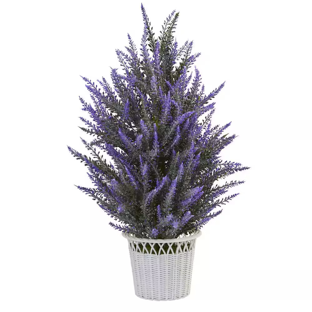 22 In. Lavender Artificial Plant in White Planter