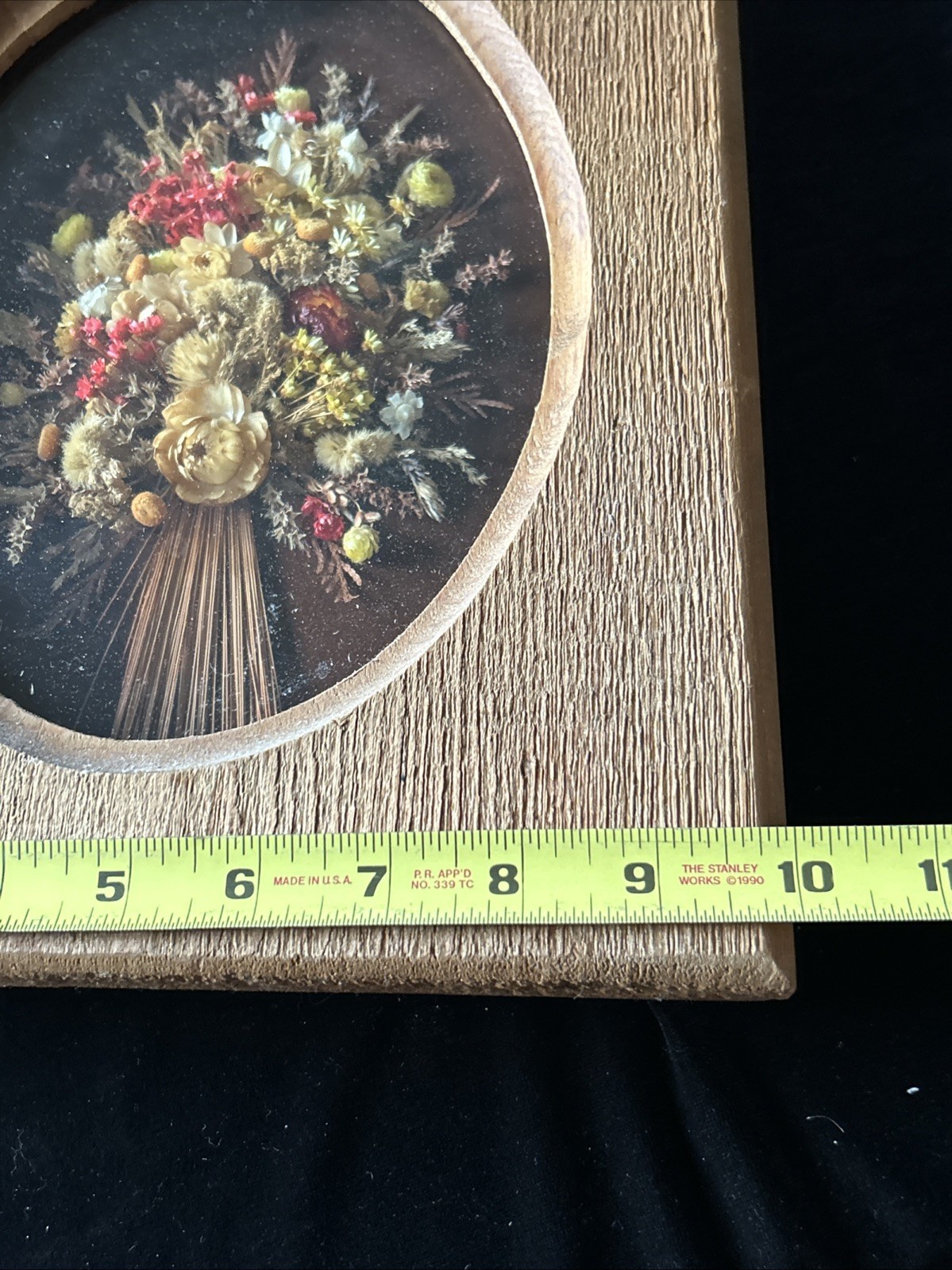 Vintage Dried Floral Arrangement In Rustic Frame Handmade 12” X 10”