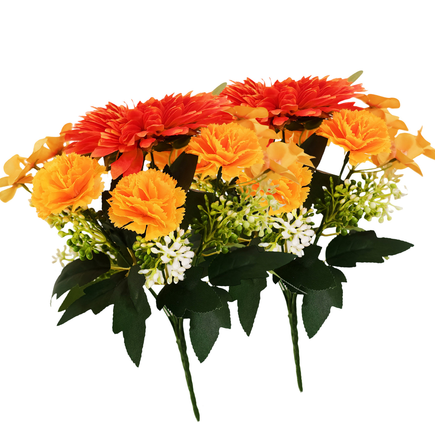 Fall Artificial Decoration Bouquet – Orange Bush Mixed w/ Chrysanthemum, Crabapp